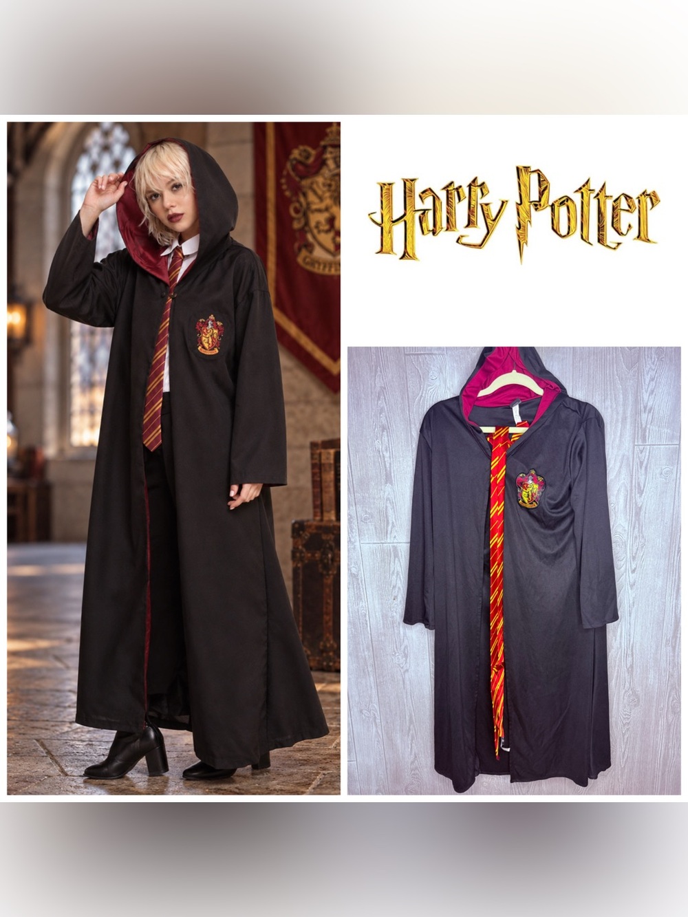 Harry Potter robe and tie Halloween costume  cosplay L / XL kids Gryffindor